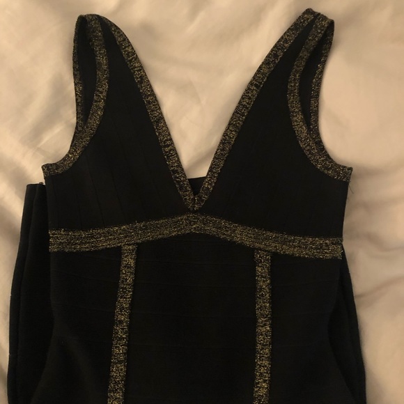Like-New Guess Black/Gold Body-con Bandage Dress, Size S - Picture 7 of 9